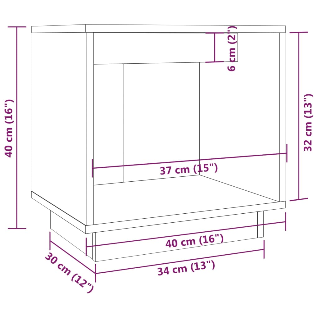 Nattbord 40x30x40 heltre furu svart