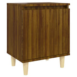 Nattbord med ben i heltre 2 stk brun eik 40x30x50 cm
