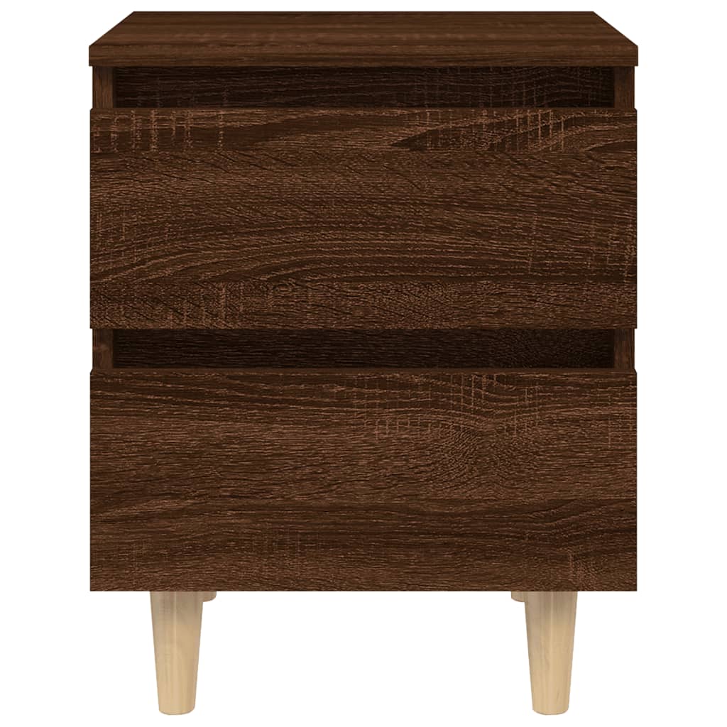 Nattbord med ben i heltre 2 stk brun eik 40x35x50 cm