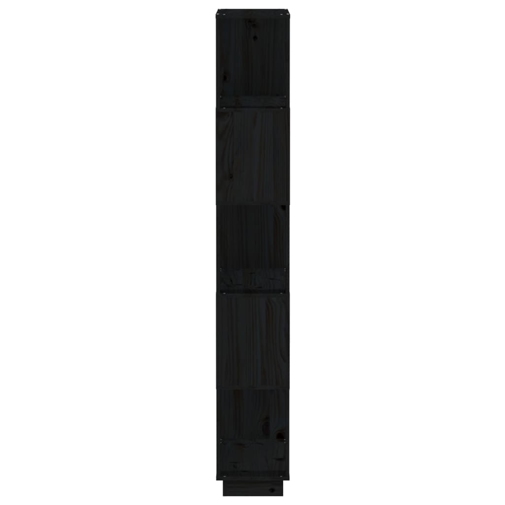 Bokhylle/romdeler svart 80x25x163,5 cm heltre furu
