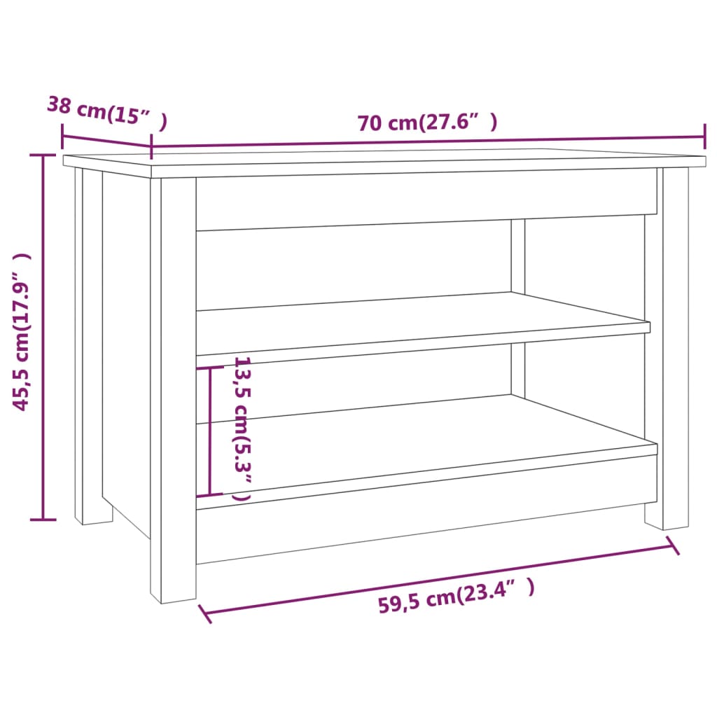 Skobenk honningbrun 70x38x45,5 cm heltre furu