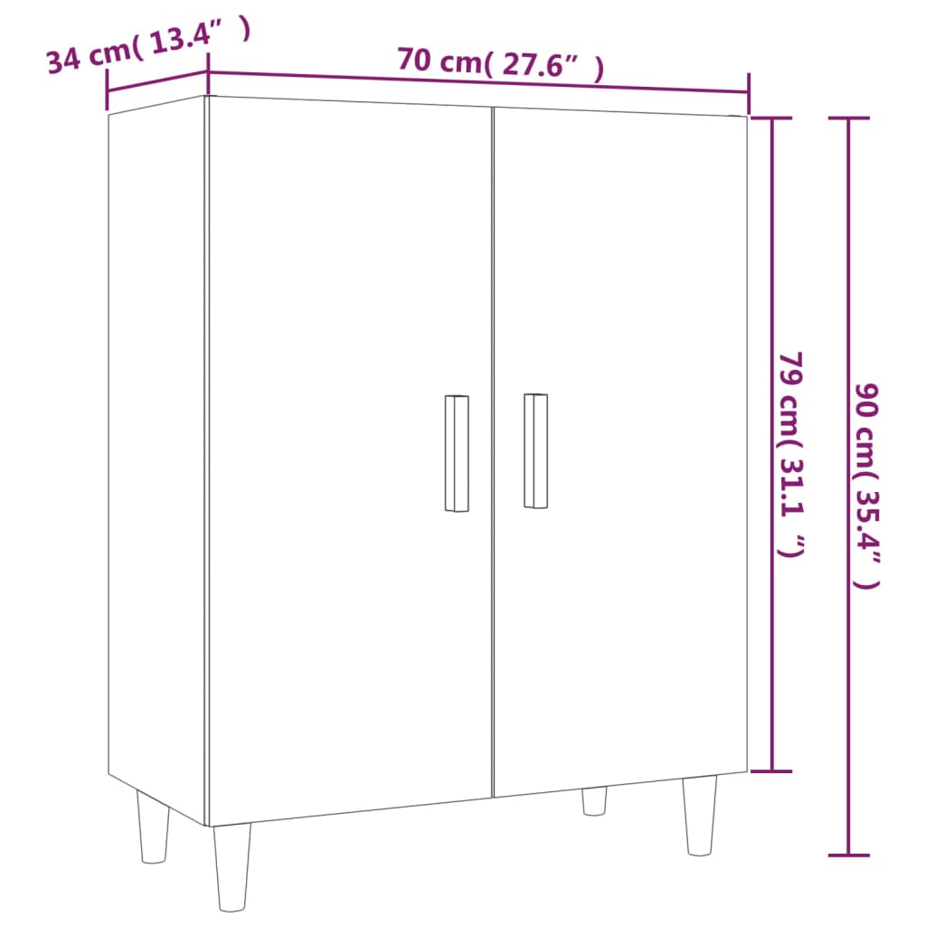 Skjenk svart 70x34x90 cm konstruert tre